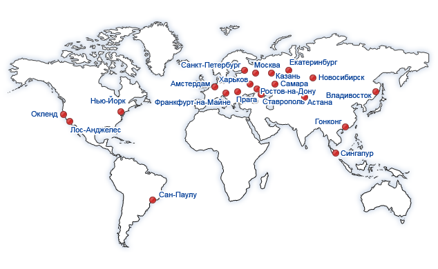 Карта узлов корневых DNS-серверов российских национальных доменов